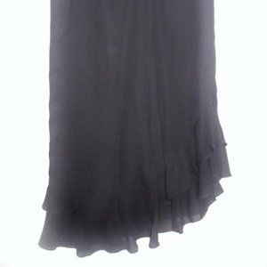 Milano Black Light Full Long Wide Tiered Asymmetrical Flounce Ruffle Skirt Size: